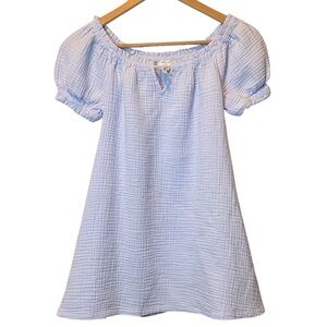 Crewcuts Gauze Dress Girls 8 Pastel Blue Short Puff Sleeves Spring School Casual